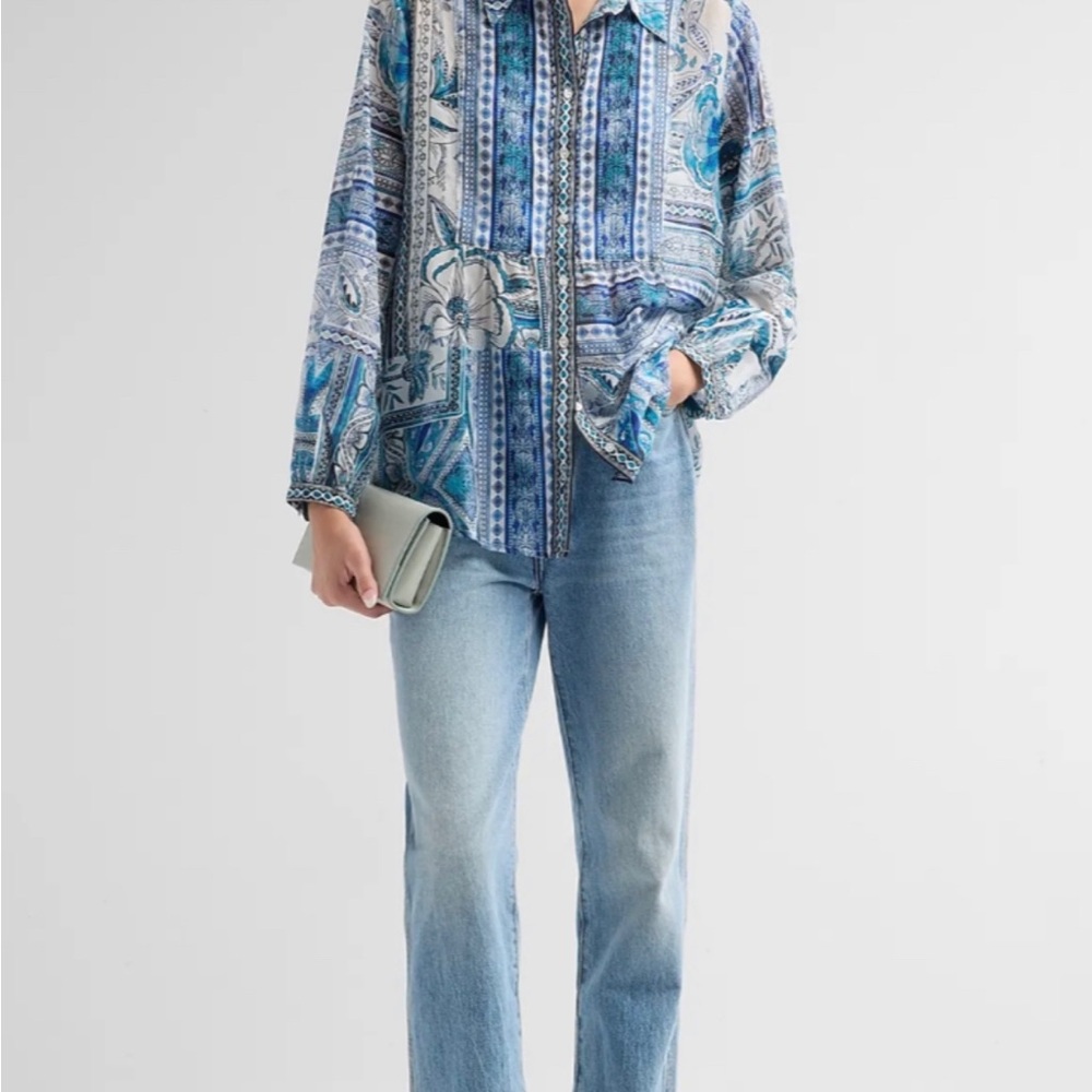 Johnny Was Blue Women's Blouse. S. NWT.